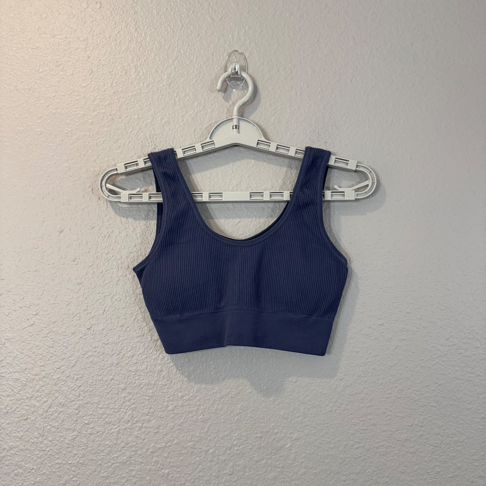 Aerie Women's Size M Blue Ribbed Seamless Padded Sports Bra